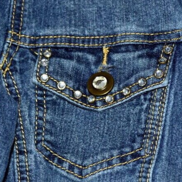 Baccini Jean Jacket With Rhinestone Look Buttons - Picture 7 of 8